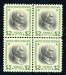 USA Scott 833 MNH XF-Sup95 Centerline Block - $2 Prexie,  PSE Certificate (SMQ $380)