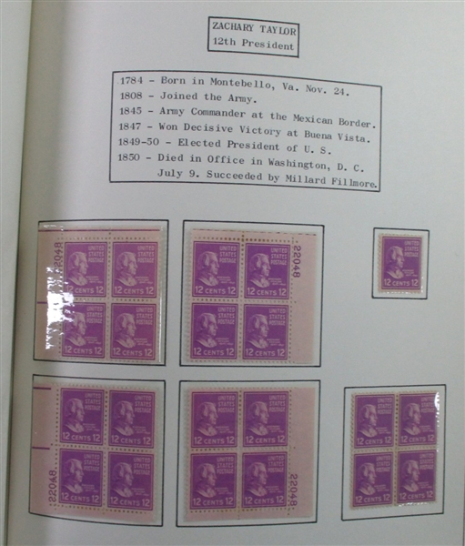USA 1938 Mint Presidential Collection (Est $500-600)
