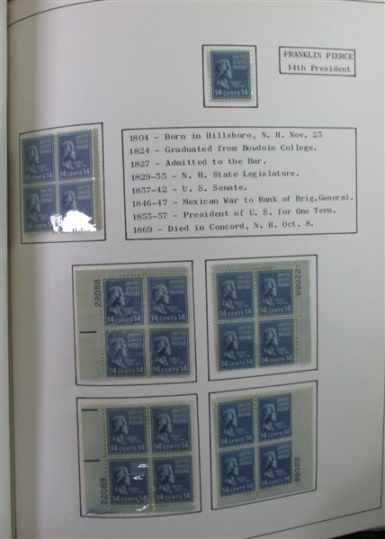 USA 1938 Mint Presidential Collection (Est $500-600)