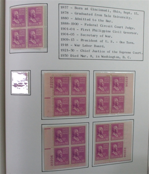 USA 1938 Mint Presidential Collection (Est $500-600)