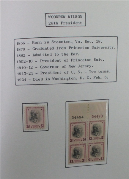 USA 1938 Mint Presidential Collection (Est $500-600)