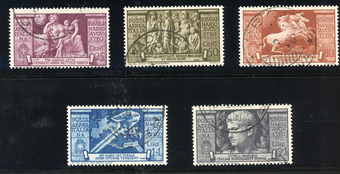 Italy Scott C95-C99 Used Complete Set - 1937 Augustus Caesar, Certificate (SCV $565)