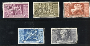 Italy Scott C95-C99 Used Complete Set - 1937 Augustus Caesar, Certificate (SCV $565)