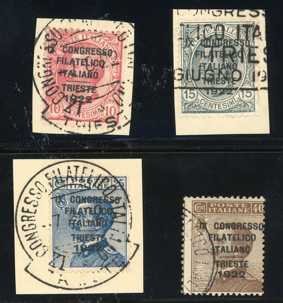 Italy Scott 142A-D Used Complete Set - 1922 Philatelic Congress, Certificate (SCV $1,235)