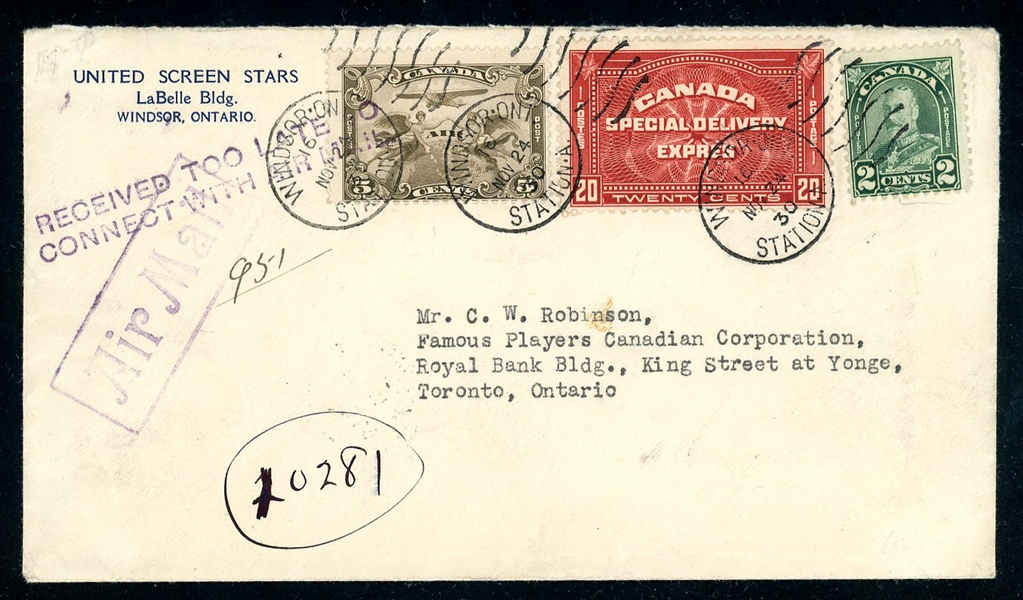 Canada Scott 164, C1, E4 on 1930 Special Delivery Cover (Est $90-120)