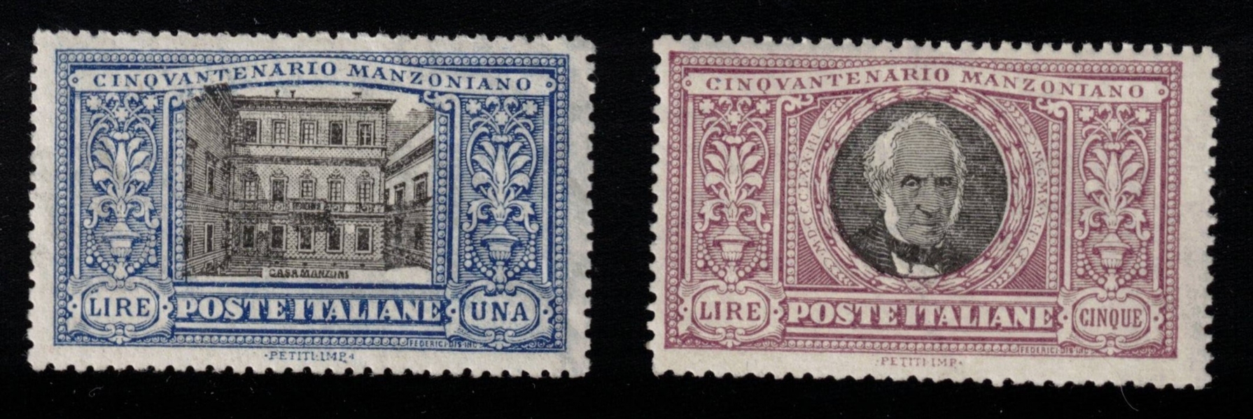 Italy Scott 169-170 MLH F-VF, 1923 Manzoni Key Issues (SCV $870)