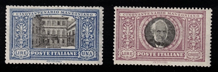 Italy Scott 169-170 MLH F-VF, 1923 Manzoni Key Issues (SCV $870)