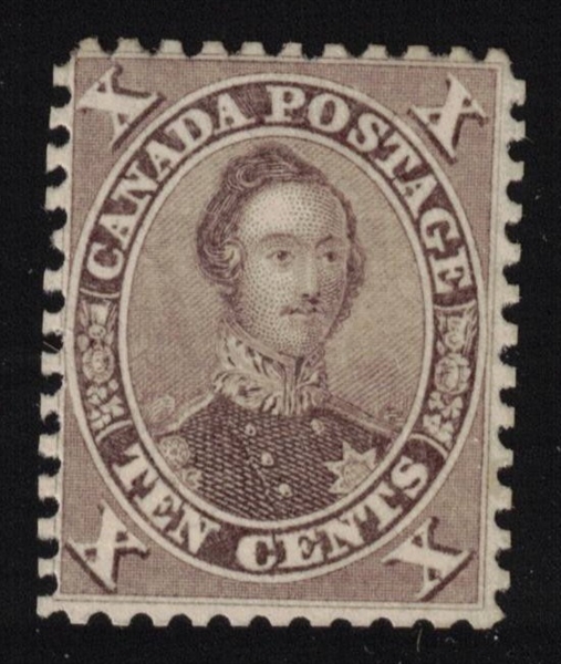 Canada Scott 17b Unused No Gum, Fine, 1859 10¢ Brown, 2 Certs (SCV $2000)