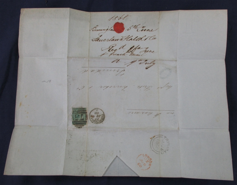 Great Britain Group of 5 Covers/Folded Letters to British West Indies (Est $250-300)